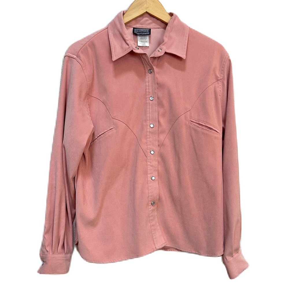 Vintage Roughrider By Circle T‎ Western Pink Long Sleeve Shirt Women’s Large.
